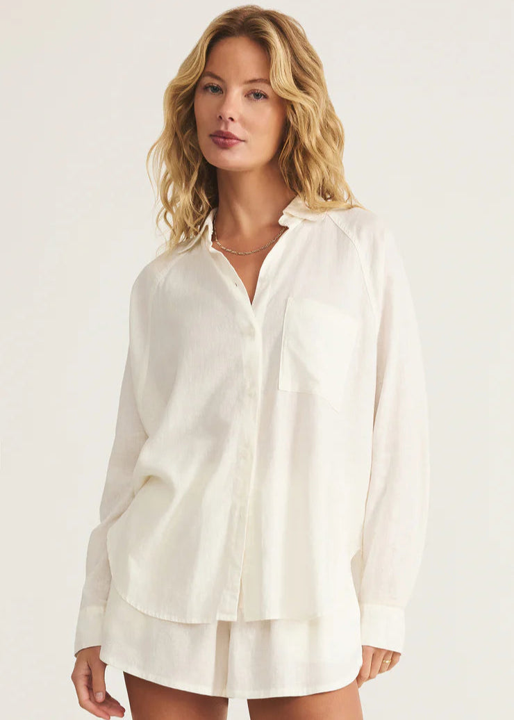 Z Supply The Perfect Linen Top White