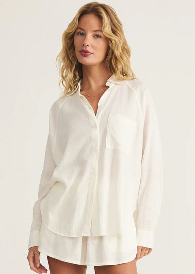 Z Supply The Perfect Linen Top White