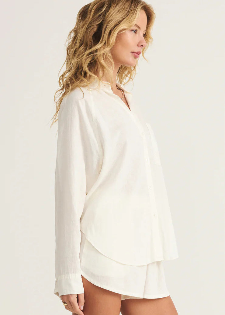 Z Supply The Perfect Linen Top White