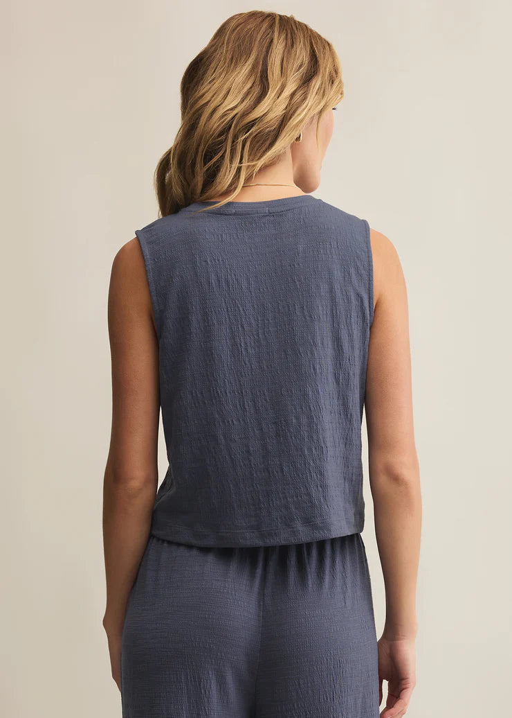 Z Supply Sloane Textured Top Worn Blue