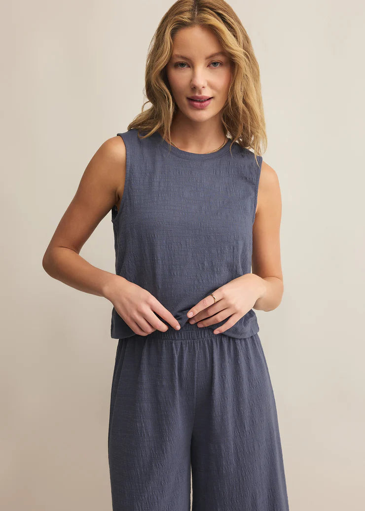 Z Supply Sloane Textured Top Worn Blue