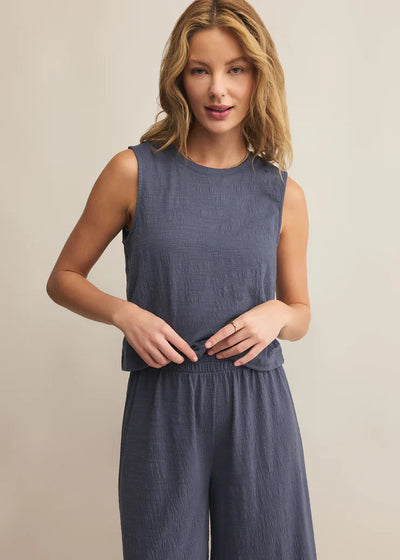 Z Supply Sloane Textured Top Worn Blue