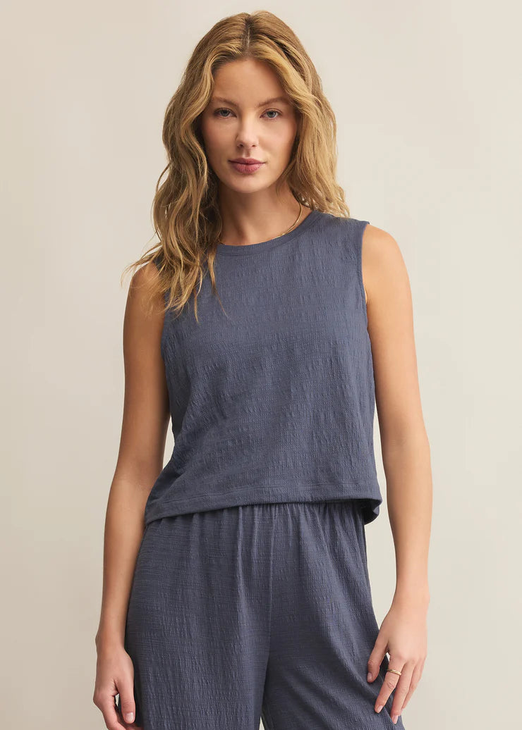 Z Supply Sloane Textured Top Worn Blue