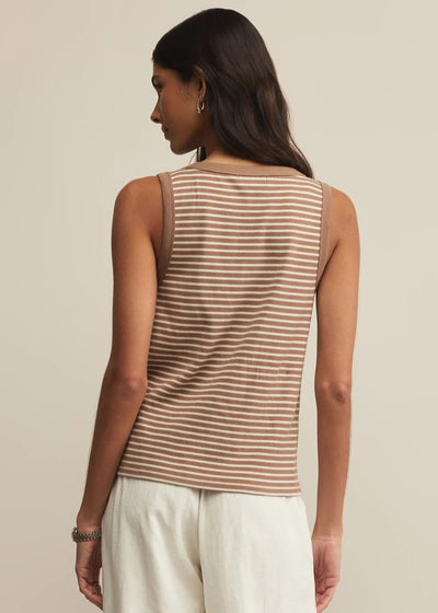 Z Supply Elin Stripe Rib Tank Iced Coffee