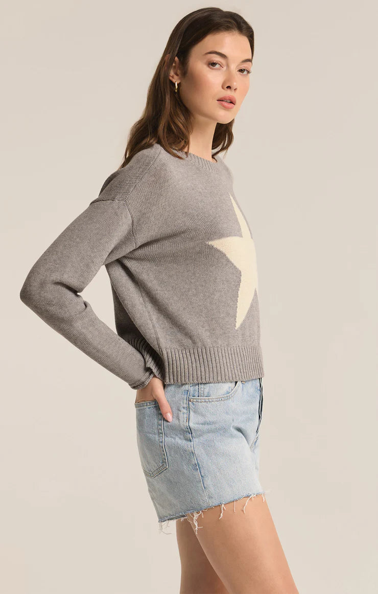 Z Supply Sienna Star Sweater Classic Heather