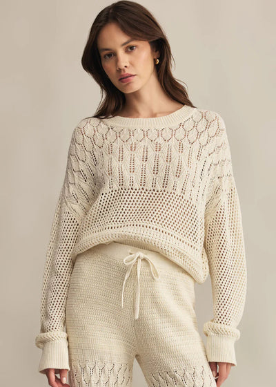 Z Supply Rue Crochet Sweater Sea Salt