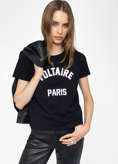 Zadig & Voltaire Alys T-shirt w/ Wording Patch Black