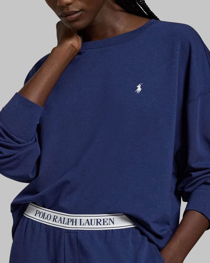 Polo Ralph Lauren Club Terry Crew Wide Leg Set Navy