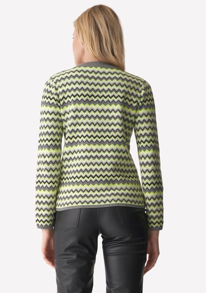 WISPR Cora Chevron V-neck Sweater - Grey/Neon