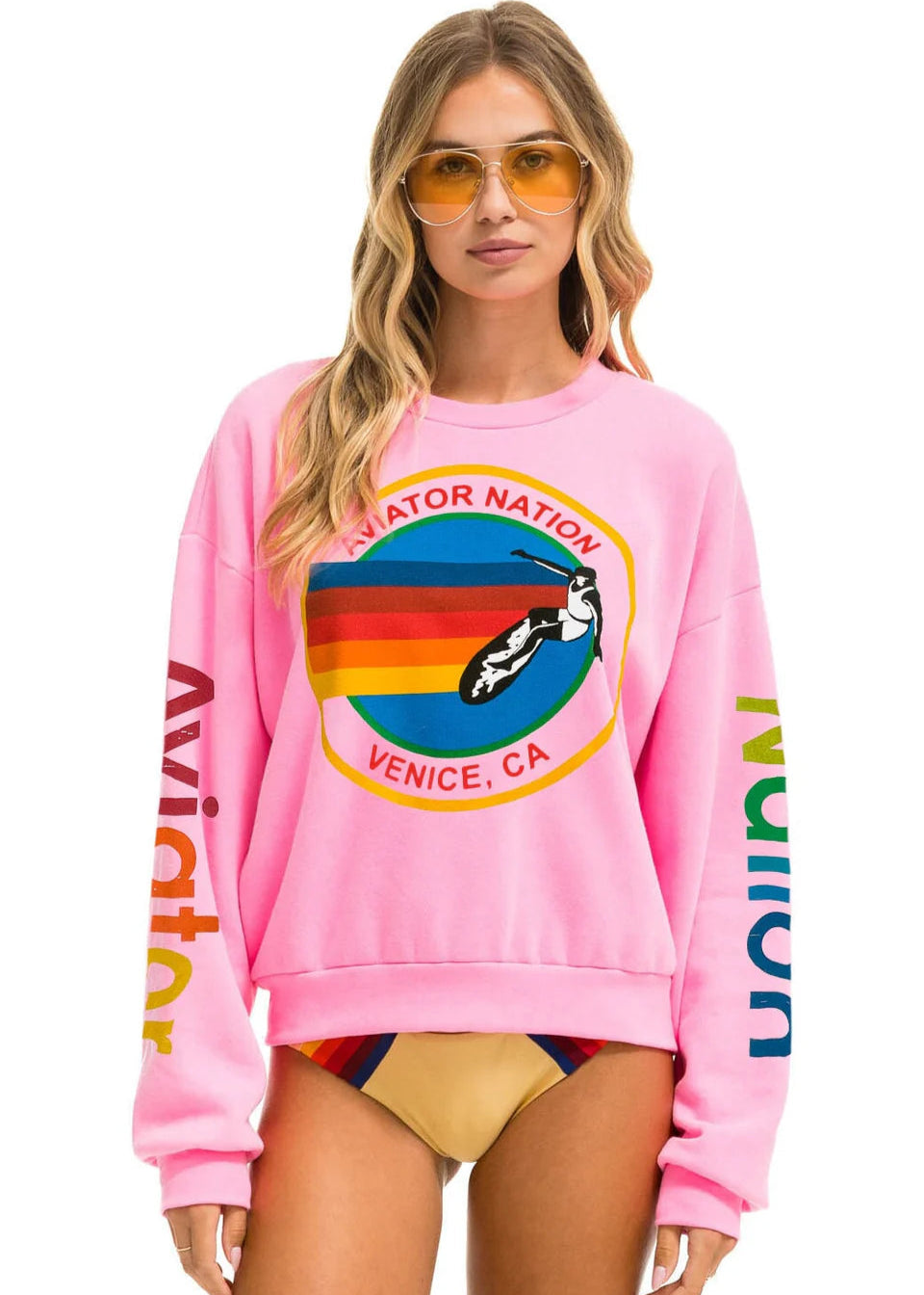 Aviator Nation Crew Sweatshirt Pink