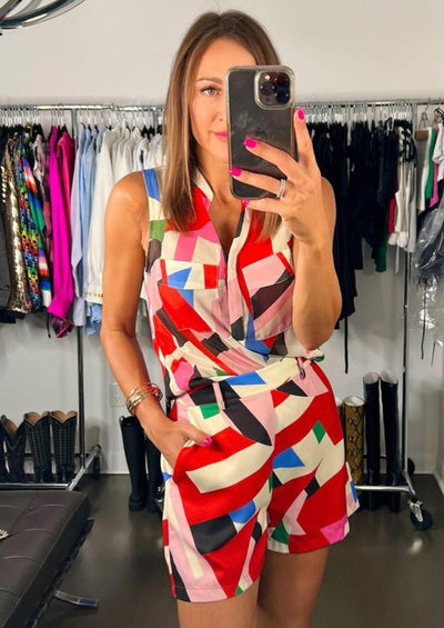 Molly Bracken Colourful Abstract Print Sleeveless Top