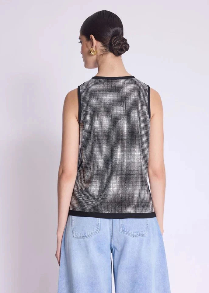 Berenice Full Silver Studs Tank Black