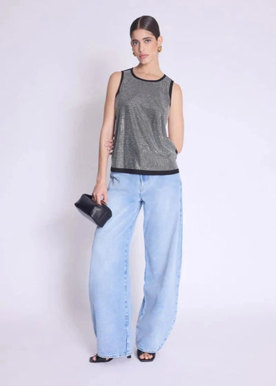 Berenice Full Silver Studs Tank Black