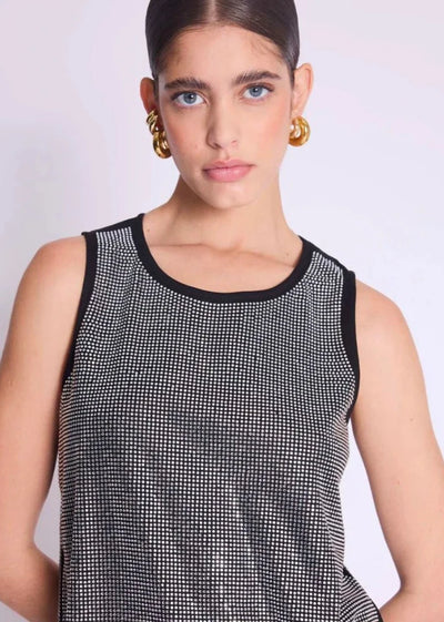 Berenice Full Silver Studs Tank Black