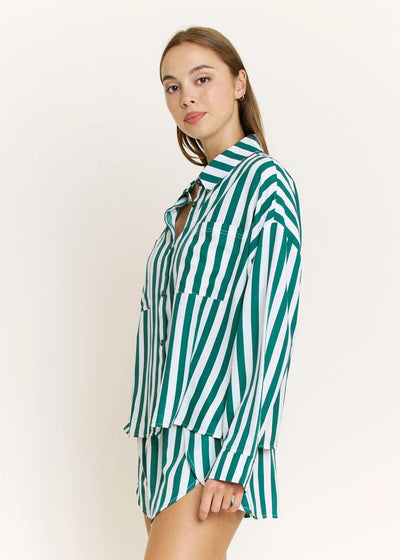 Honeydew Brunch Date Long Sleeve Shortie Pj Set Mistletoe Stripe