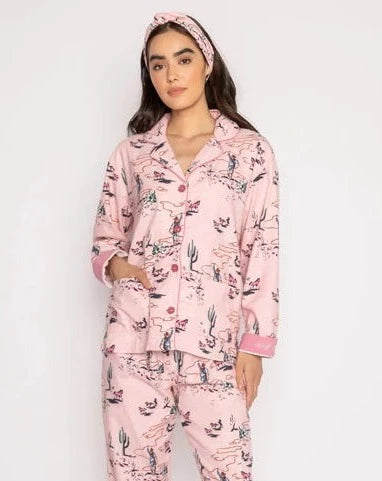 PJ Salvage Flannel Cowboy Pj Set - Pink Mist