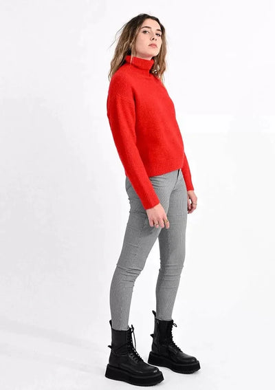 Molly Bracken Turtleneck Knit Sweater - Red
