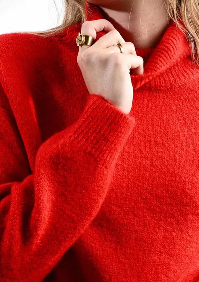 Molly Bracken Turtleneck Knit Sweater - Red