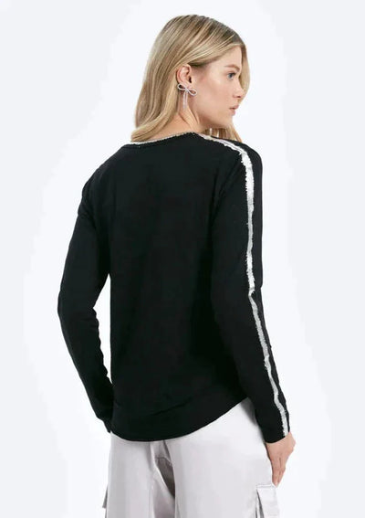 CHRLDR Ava Silver Foil L/S Mock Layer T-shirt - Black