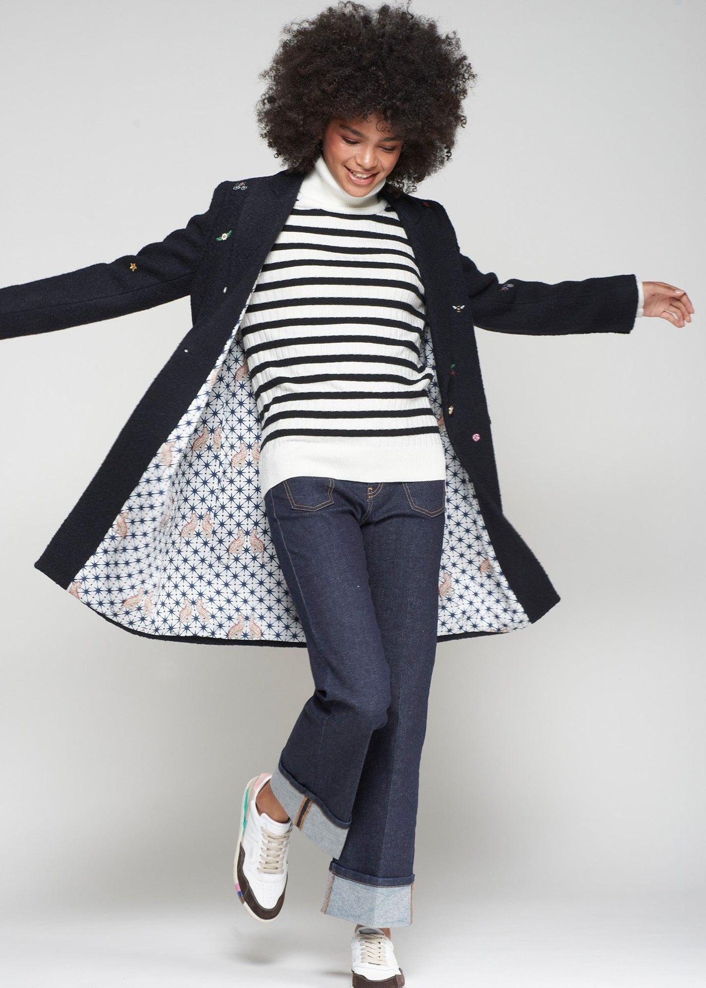 Vilagallo Aricia Emb Gummy Bear Coat Navy
