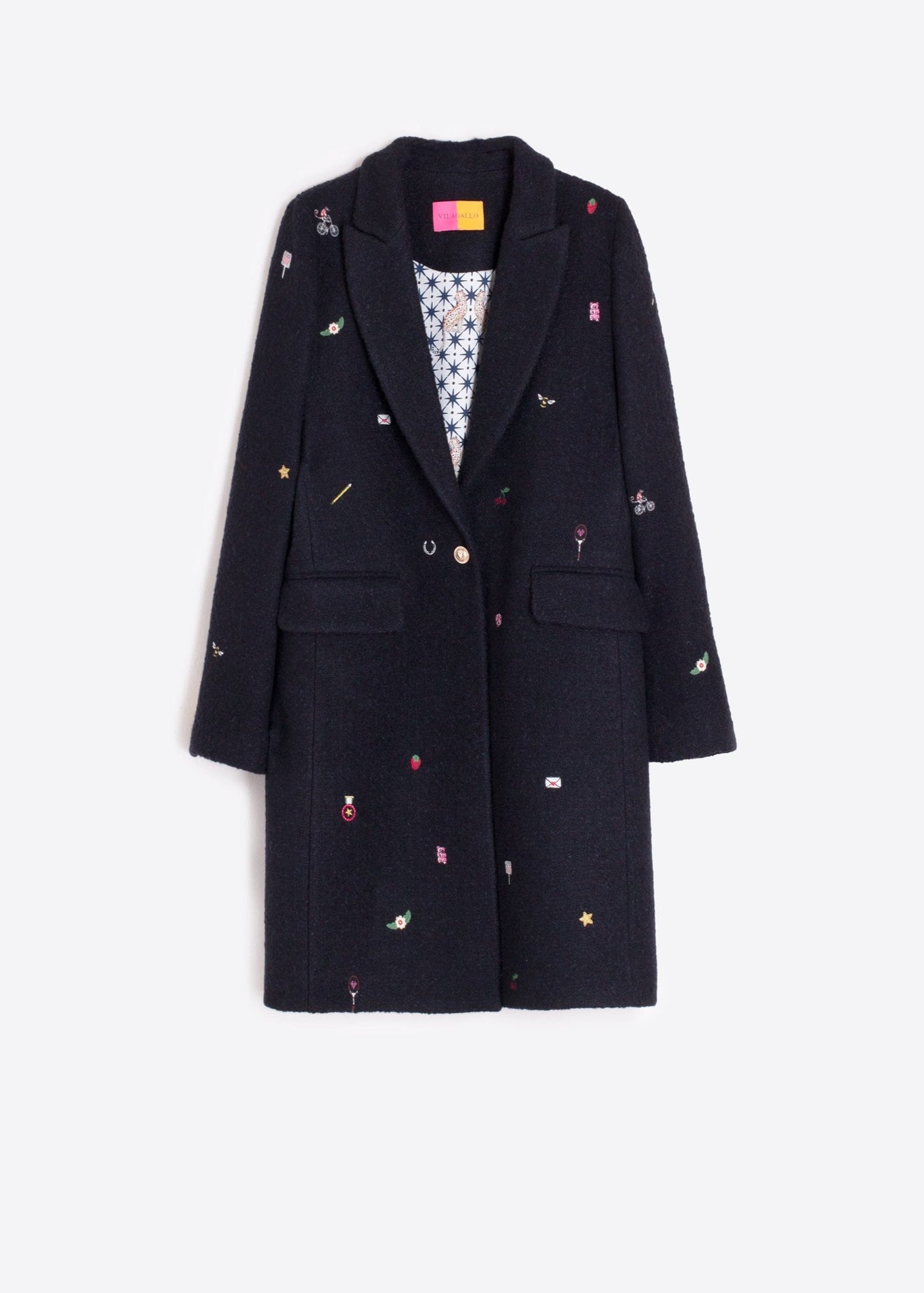Vilagallo Aricia Emb Gummy Bear Coat Navy