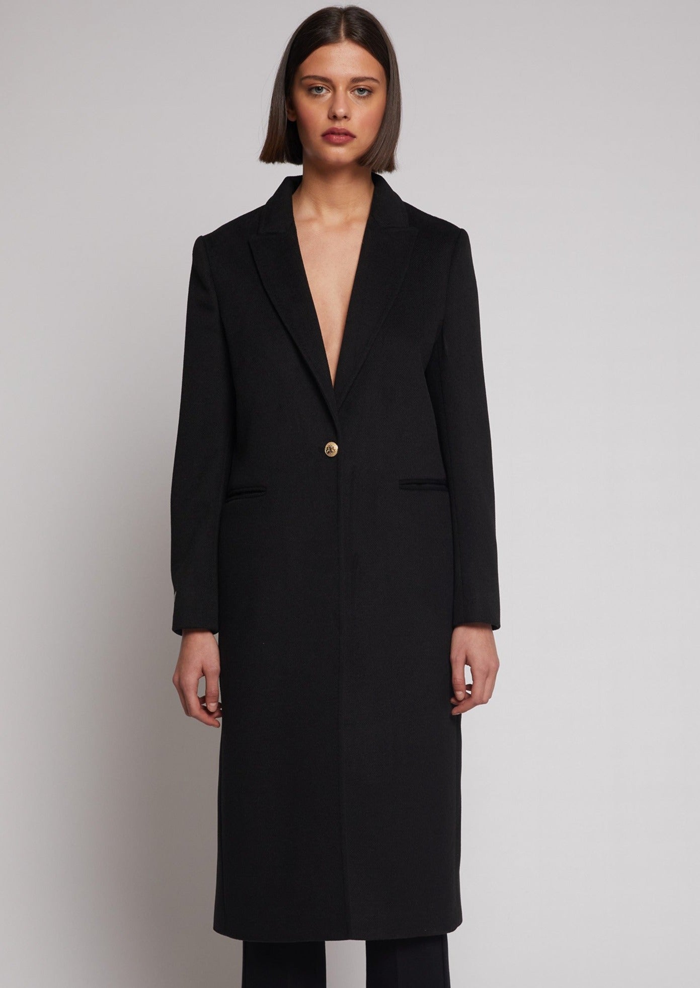 Vilagallo Katherin Long Embellished Coat - Black