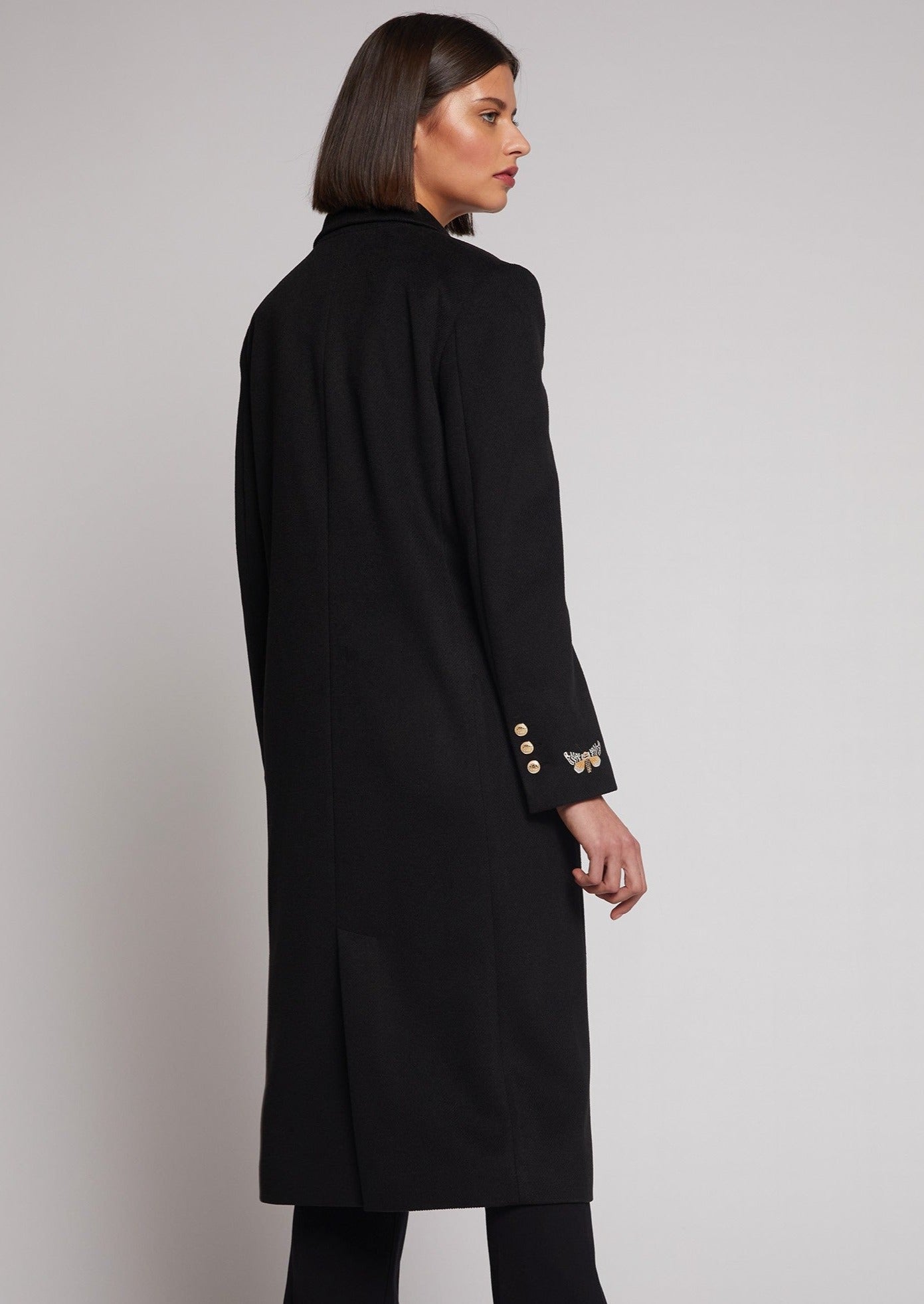 Vilagallo Katherin Long Embellished Coat - Black