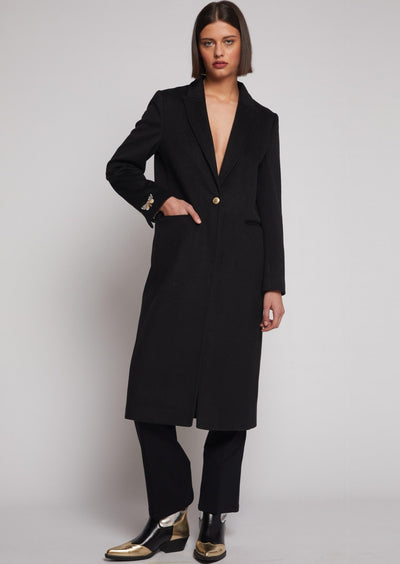 Vilagallo Katherin Long Embellished Coat - Black