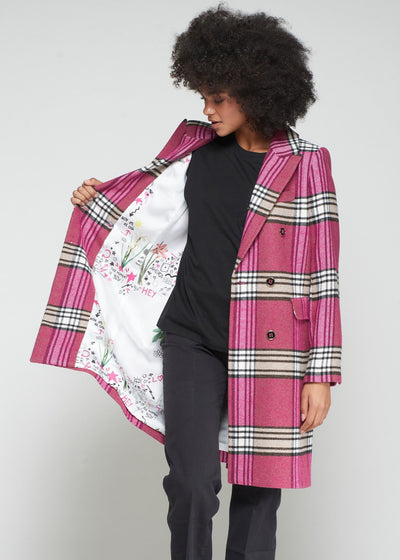 Vilagallo Lian Pink Plaid Coat