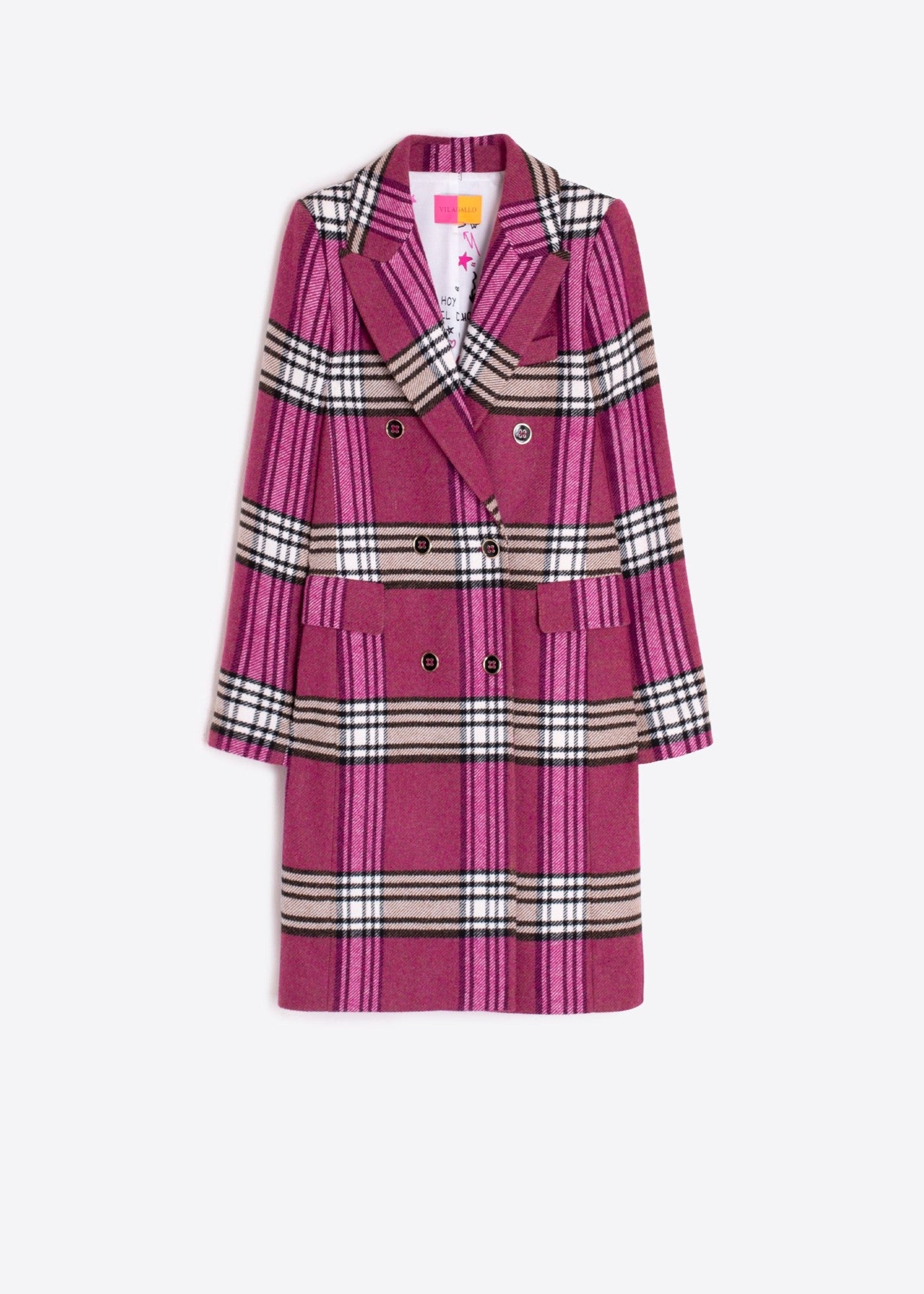 Vilagallo Lian Pink Plaid Coat