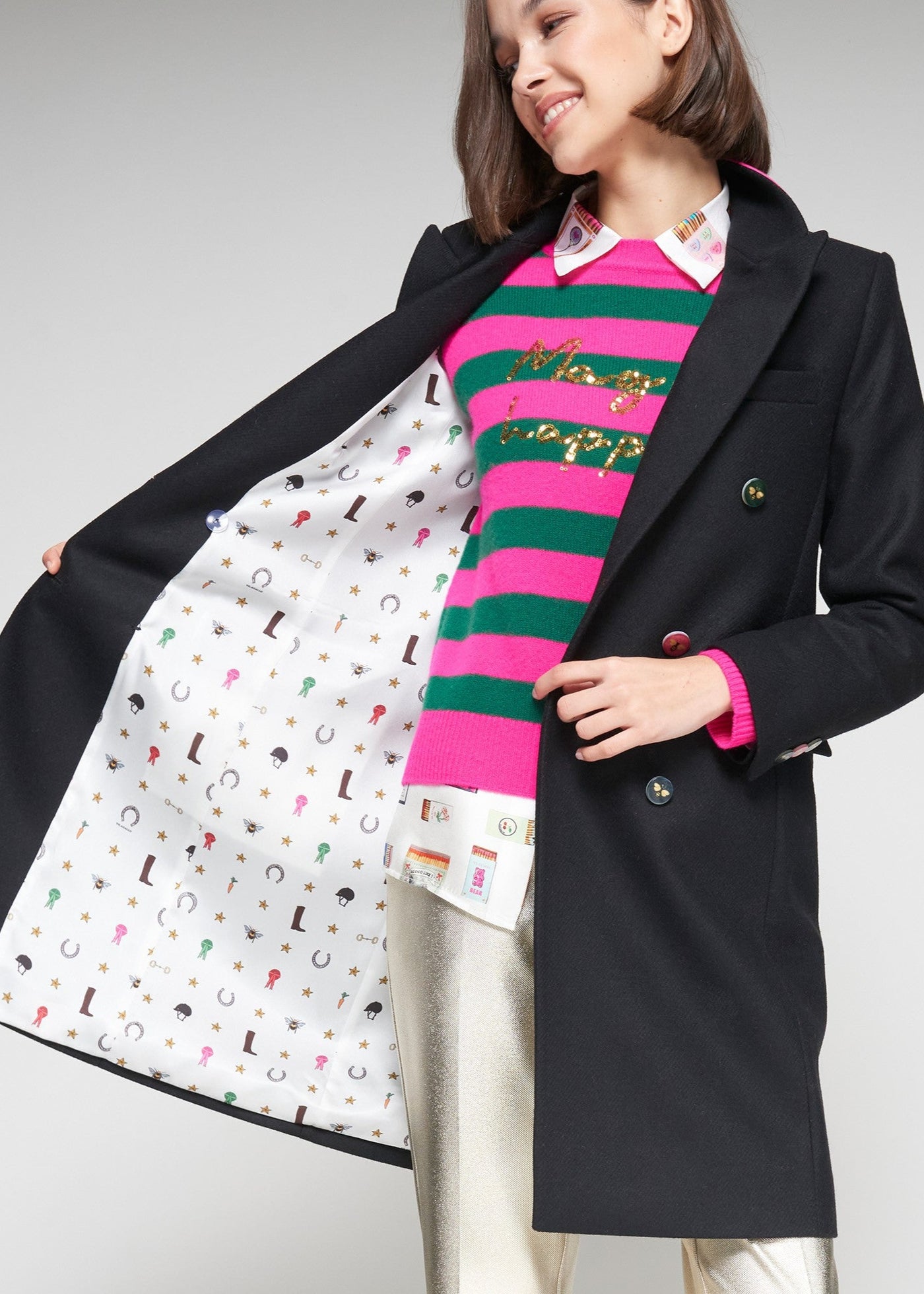 Vilagallo Lian Coat w/ Bee Buttons