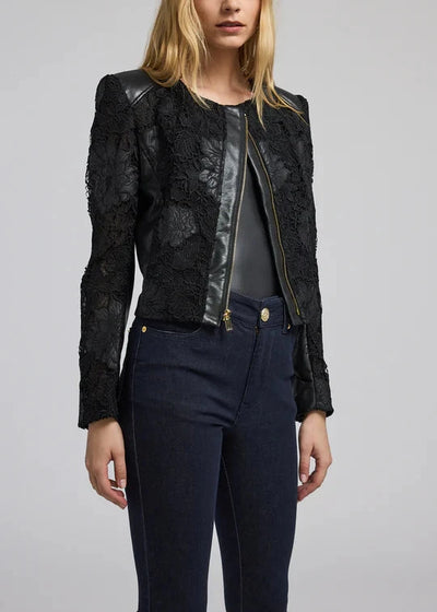 Generation Love Dalma Vegan Leather Guipure Jacket Black
