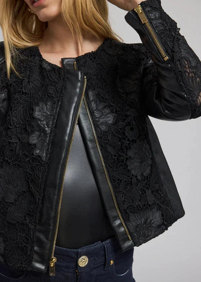Generation Love Dalma Vegan Leather Guipure Jacket Black