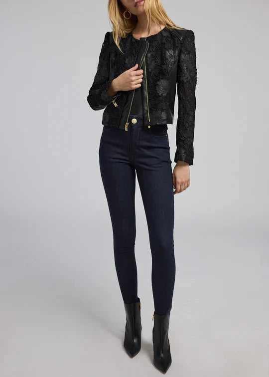Generation Love Dalma Vegan Leather Guipure Jacket Black
