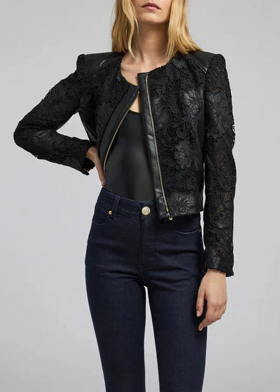 Generation Love Dalma Vegan Leather Guipure Jacket Black