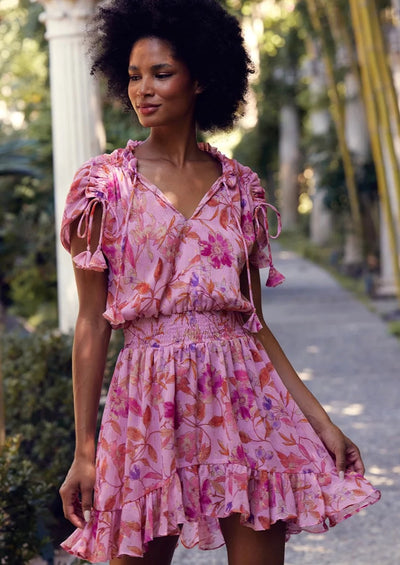 MISA Dominique S/S Mini Dress - Pink Flora