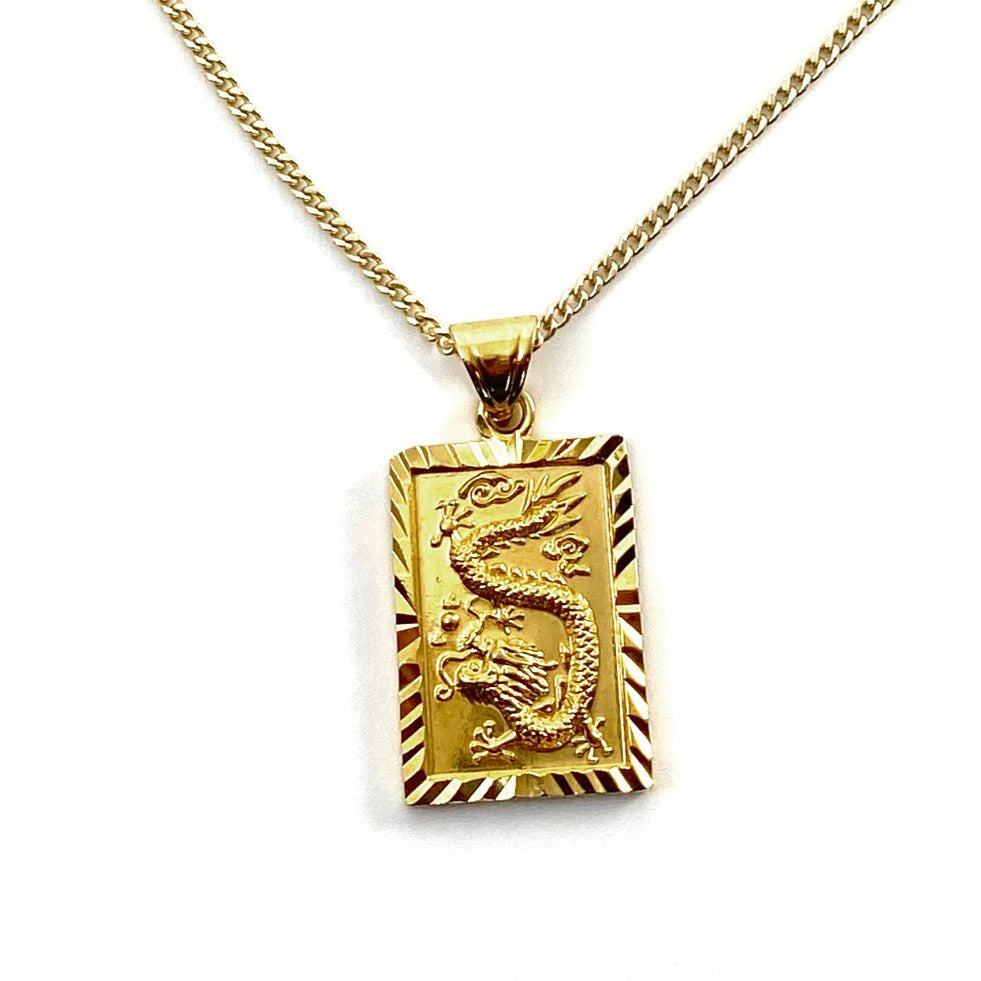 Rachel Nathan Large Dragon Tag Chain Necklace
