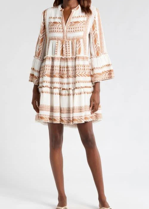 The Pink Door Brown & White Print Dress