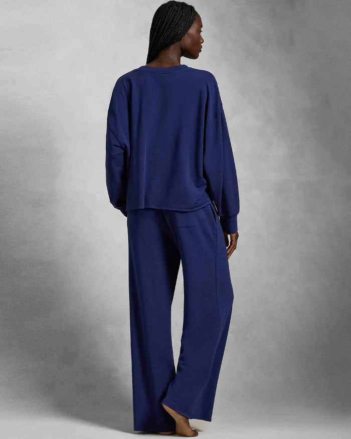 Polo Ralph Lauren Club Terry Crew Wide Leg Set Navy