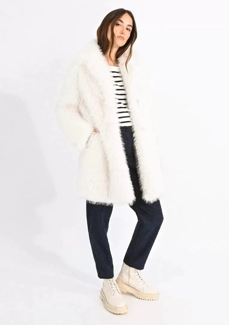 Molly Bracken Faux Fur Coat - Off White