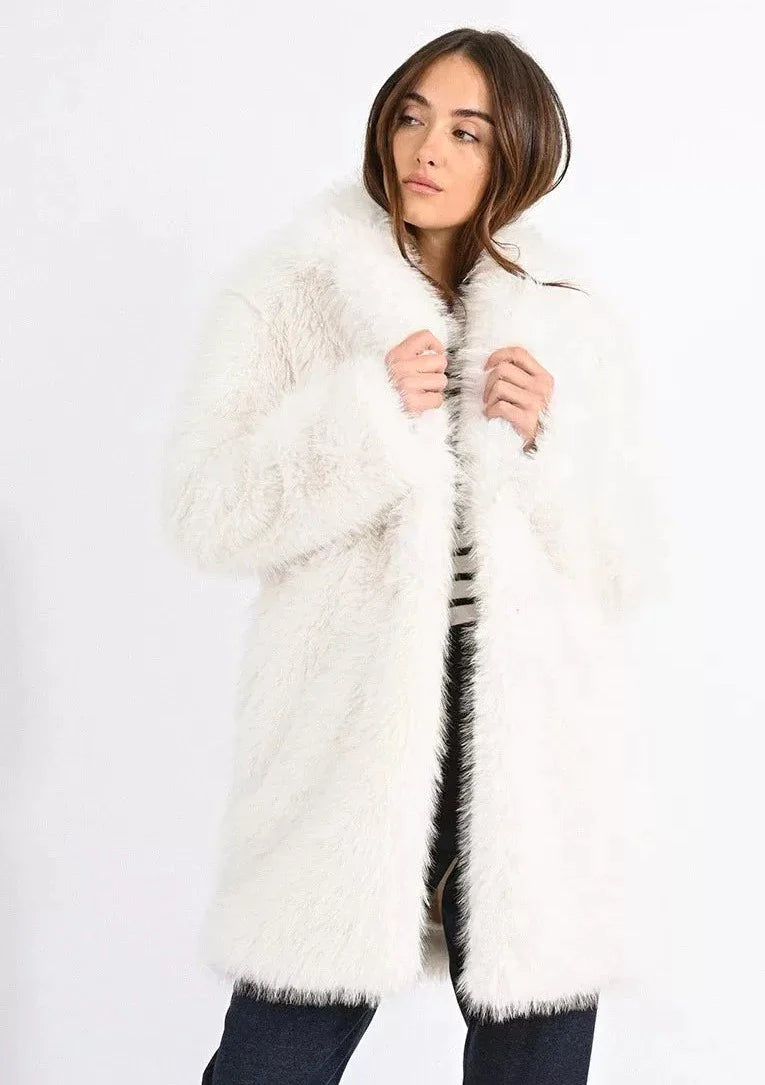 Molly Bracken Faux Fur Coat - Off White