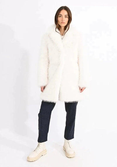 Molly Bracken Faux Fur Coat - Off White