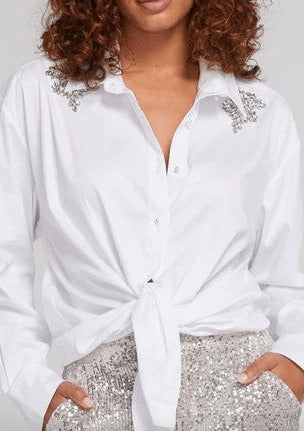 Generation Love Mitchie Crystal Poplin Shirt White