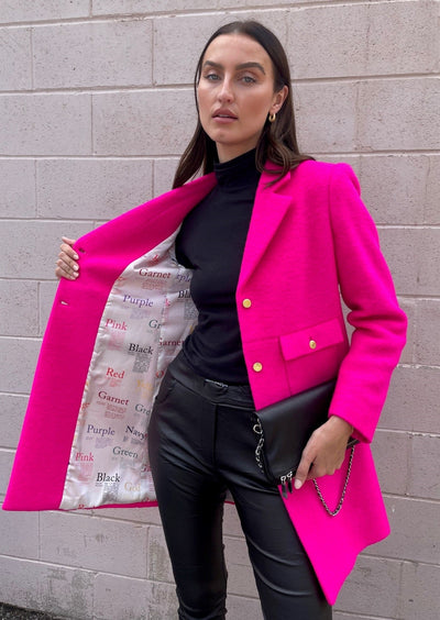 Vilagallo Lucia Wool Coat - Hot Pink