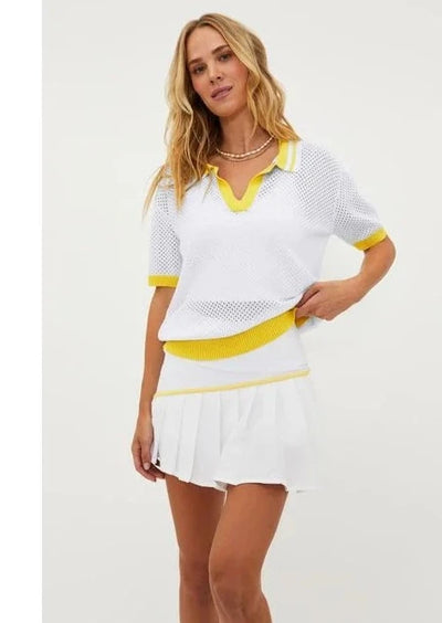 Beach Riot Giana Perforated Tennis Sweater - White