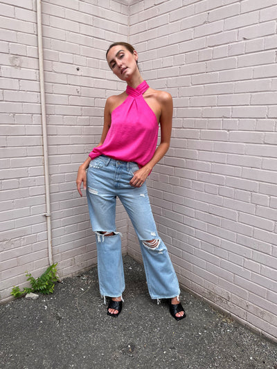 The Pink Door High Neck Top -Pink