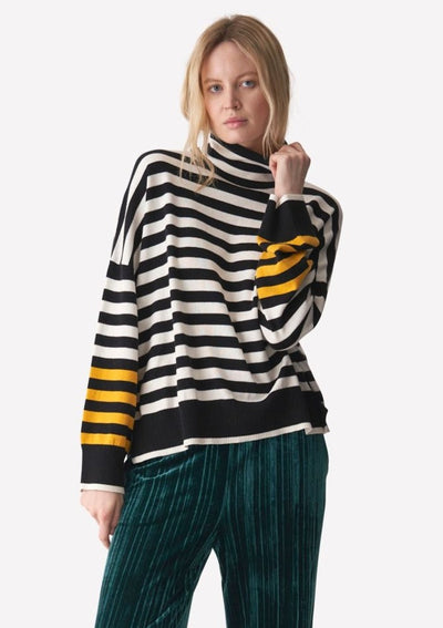 WISPR Nori Funnel Neck Striped Sweater - Black/White