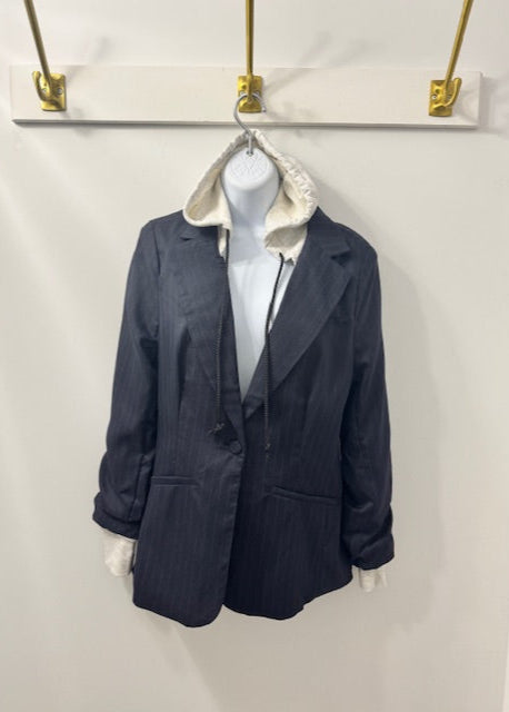 The Pink Door Hoodie Pinstripe Blazer Navy
