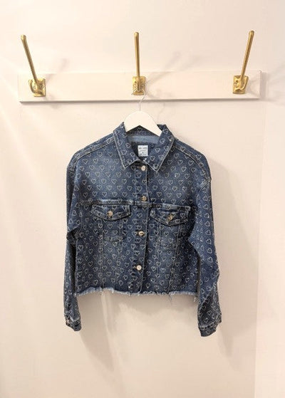 The Pink Door Sparkles Heart Denim Jacket