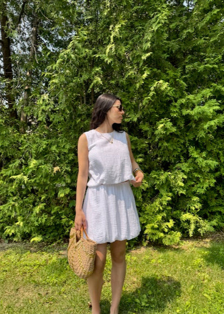 Stark X Cotton Gauze Bubble Skirt White
